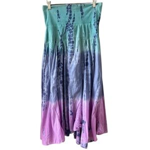 Now & Then Sz M Cotton Boho Beachy Tie Dye Semi Circle Midi Skirt